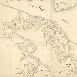 York en Virginie, 1781. Carte des environs d'York avec les attaques à la position des Armées francaise et americaine devant cette place